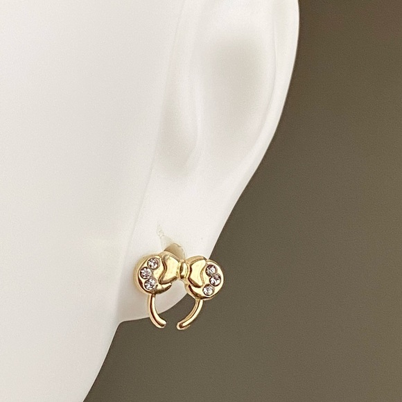 10k Solid Gold Minnie Mouse Earrings / Children’s Earrings /Gold Piercing Studs - Picture 3 of 14